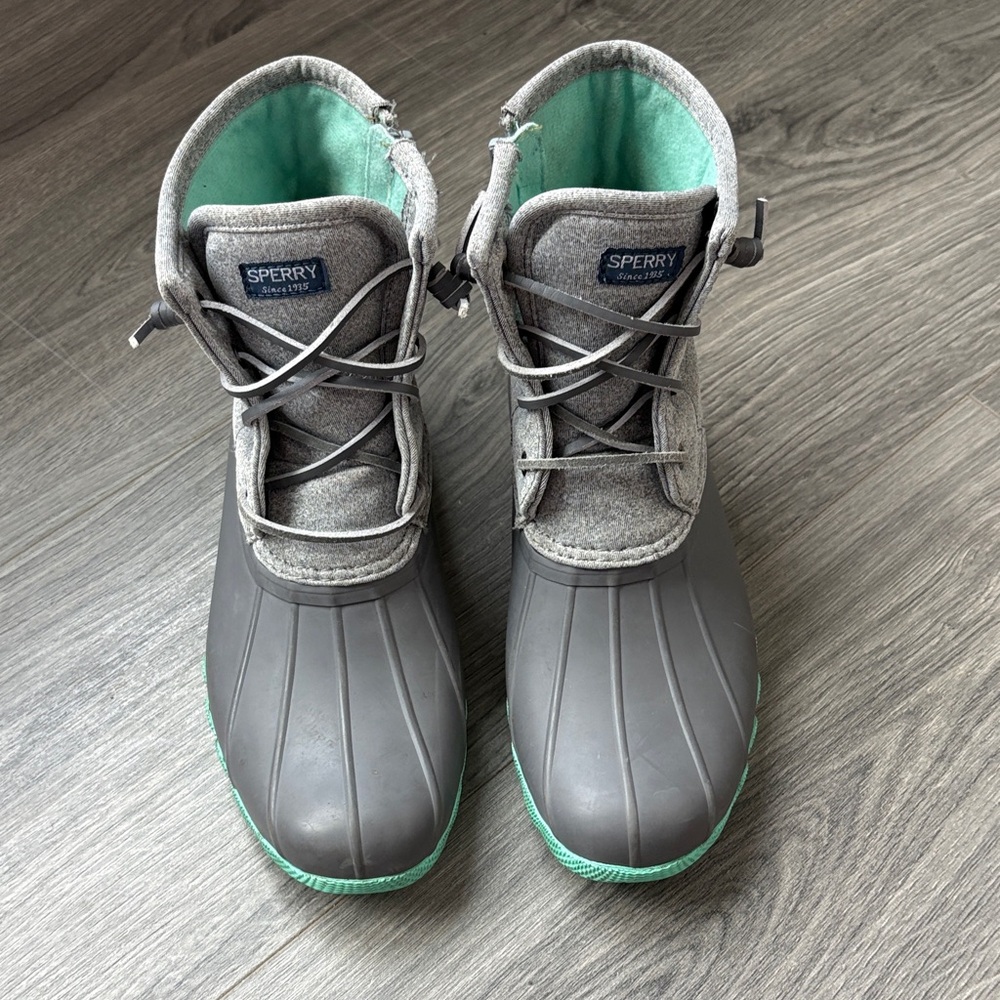 Sperry Kids Gray and Teal Boots